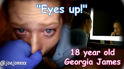 18 year old Georgia James struggles, gags, and cries on dirty elder stud meatpipe